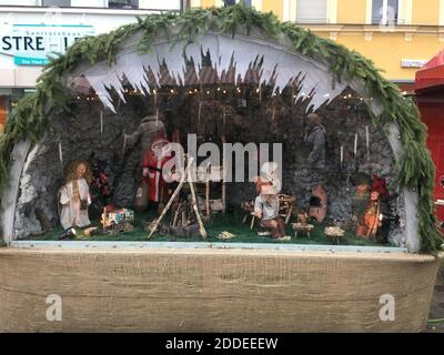 KEIN FILM, KEIN VIDEO, KEIN Fernsehen, KEIN DOKUMENTARFILM - EINE Krippe in Bayreuth, Deutschland, am 7. Dezember 2018. Foto von Andrea Schnupp/TNS/ABACAPRESS.COM Stockfoto