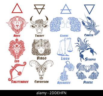 Eine Reihe von Tierkreiszeichen. Vektorgrafik Stock Vektor