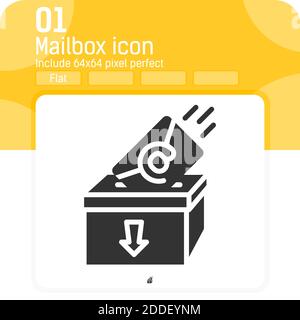 Flache Mailbox-Symbol mit modernem Stil isoliert auf weißem Hintergrund. Vektor-Illustration E-Mail-Zeichen Symbol Symbol Konzept für Unternehmen, ui, ux, Website Stock Vektor