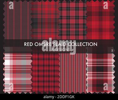 Ombre Plaid strukturierte nahtlose Musterkollektion enthält 8 Design-Muster Geeignet für Mode t Stock Vektor