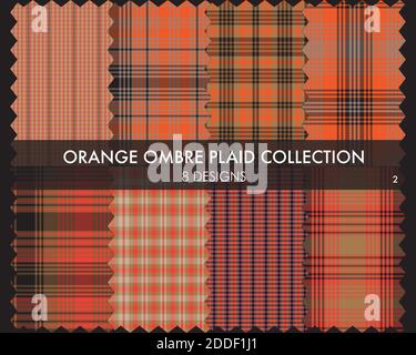 Ombre Plaid strukturierte nahtlose Musterkollektion enthält 8 Design-Muster Geeignet für Mode t Stock Vektor