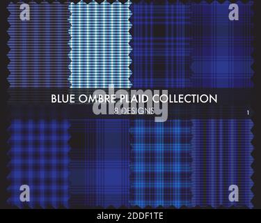 Ombre Plaid strukturierte nahtlose Musterkollektion enthält 8 Design-Muster Geeignet für Mode t Stock Vektor
