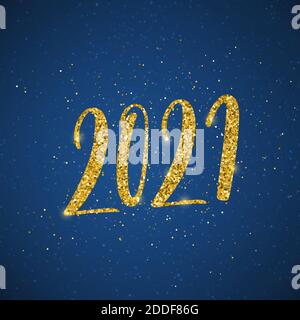 Happy New 2021 Jahr Poster mit Schriftzug Komposition. Saisonale Flyer und Grußkarten für die Weihnachtsferien. Vektorgrafik. Stock Vektor