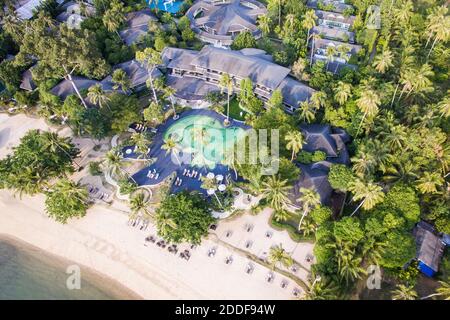 Luftaufnahme des Resorthotels auf Koh Chang Island Stockfoto