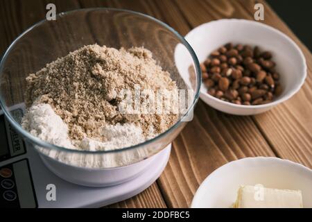 Zutaten für Teigrezepte. Nahaufnahme Stockfoto