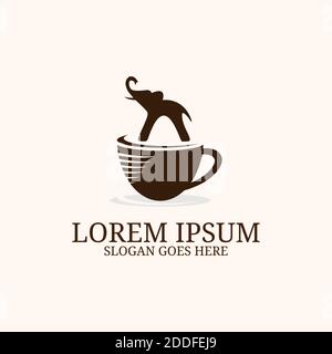 Elephant Big Kaffee Logo Design Vektor Inspiration, Lebensmittel und Getränke Logo Vorlage Stock Vektor