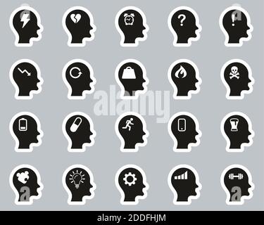 Stress & Pressure Black Icons Schwarz & Weiß Sticker Set Groß Stock Vektor