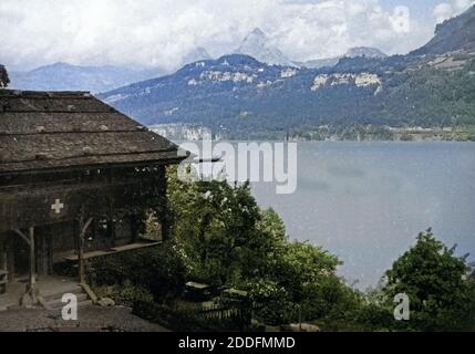 Beim Rütli Nahe Seelisberg Im Kanton Uri, Schweiz 1930er Jahre. Am Rütli in der Nähe von Seelisberg im Kanton Uri, Schweiz der 1930er Jahre. Stockfoto