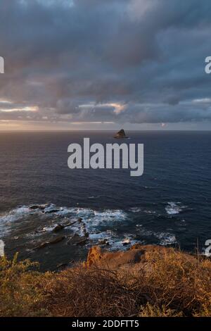 Sonnenuntergang von Porto Santo - Fonte da Areia Stockfoto