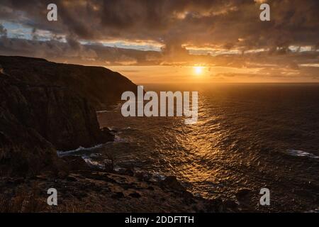 Sonnenuntergang von Porto Santo - Fonte da Areia Stockfoto