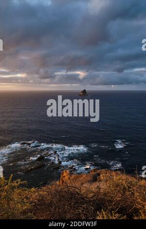 Sonnenuntergang von Porto Santo - Fonte da Areia Stockfoto