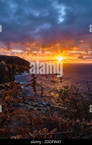 Sonnenuntergang von Porto Santo - Fonte da Areia Stockfoto