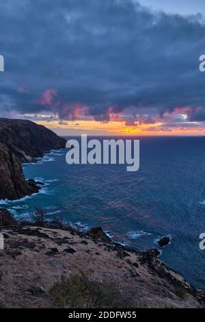 Sonnenuntergang von Porto Santo - Fonte da Areia Stockfoto