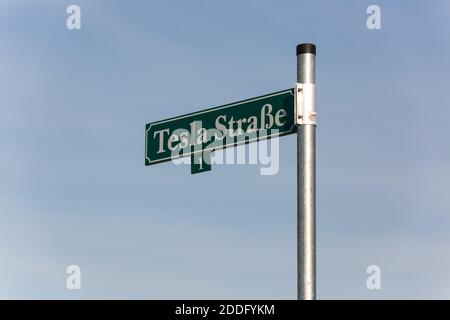 Baustelle Tesla Gigafactory in Grünheide Berlin Brandenburg bei November 2020 Stockfoto