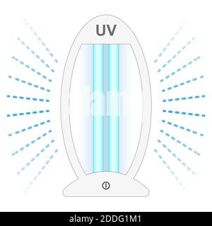 Ultraviolette bakterizide Lampe. Oberflächenreinigung, medizinisches Desinfektionsverfahren. Illustration eines medizinischen Geräts für zu Hause, Klinik, Krankenhaus. Preenti Stock Vektor