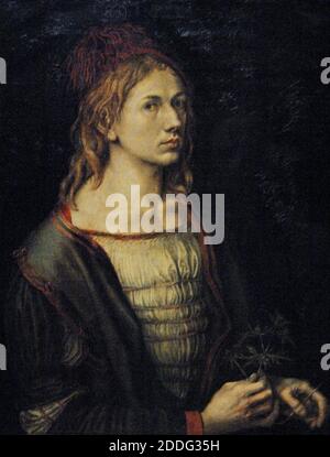 Albrecht Durer (1471-1528). Deutscher Renaissance-Maler und Kupferstecher. Porträt des Künstlers, 1493. Louvre Museum. Paris. Frankreich. Stockfoto