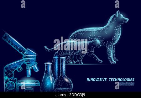 Hund und Katze Silhouette Mikroskop. Tierärztliche Versorgung Gesundheit Behandlung. Klinik online Arzt Vet Center Analyse. Logo mobile App Vorlage Medizin Stock Vektor