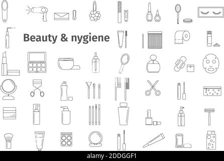 Vektor-Set von Schönheit und Hygiene-Symbole. Die Größe der Bilder kann geändert werden Stock Vektor