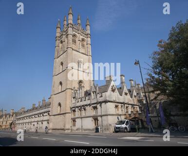 Ansichten des Magdalen College in der Oxford High Street, Teil der Universität Oxford in Großbritannien, aufgenommen am 15. September 2020 Stockfoto