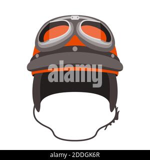 Klassischer Motorradhelm, Vektor-Illustration, flacher Stil, Vorderansicht Stockfoto