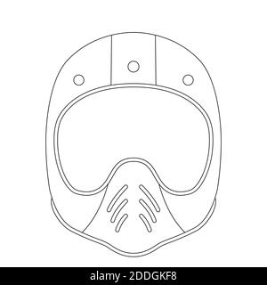 Motorradhelm, Vektor-Illustration, Lining Draw, Vorderansicht Stockfoto