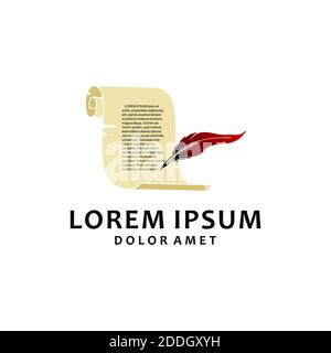 Feder und Dokument Papierrolle Symbol Design Stockfoto