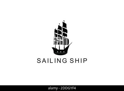 Segelschiff isoliert auf weißem Hintergrund Symbol im Retro-Stil Stockfoto