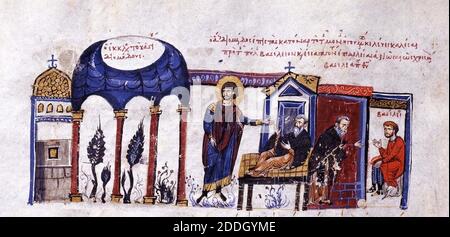 Illustrationen - Illuminationen aus der byzantinischen Geschichte Manuskript von John Skylitzes, 11. Jahrhundert n. Chr. Stockfoto