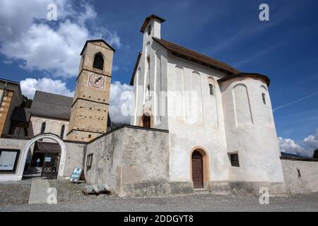 MUSTAIR, SCHWEIZ, 11. SEPTEMBER 2020 - das Kloster St. Johannes in Mustair, UNESCO Weltkulturerbe, Schweiz. Stockfoto