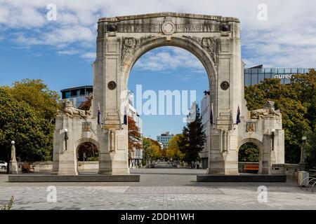 Brücke der Erinnerung, Kriegsdenkmal in Christchurch, Neuseeland. Es ist jenen gewidmet, die im Ersten Weltkrieg, Borneo, Korea, Malaya und Vietnam starben Stockfoto