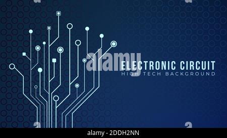 Leiterplatte mit elektronischer Baumform. Blaue abstrakte Technologie Hintergrund Design Vorlage. Vektordarstellung der Hauptplatine Stock Vektor