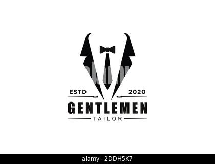 Smoking Anzug Gentleman Mode Schneiderbekleidung Vintage Classic Logo-Design Stockfoto