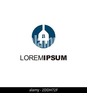 Electric House Icon Logo Design Element Stockfoto