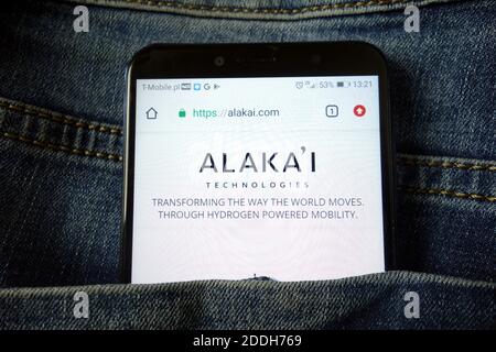 KONSKIE, POLEN - 21. Dezember 2019: Alakai Technologies Website auf dem Handy angezeigt Stockfoto