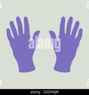 Medizinische Handschuhe, Vektor-Illustration, flacher Stil gesetzt Stockfoto