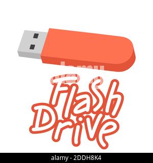Flash-Laufwerk Text Vektor Illustration flach Stil Stockfoto