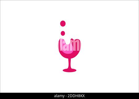 Weinglas Splash Logo Design Vektor Vorlage. Flüssiges alkoholisches Getränk Logotyp Konzept Symbol Stockfoto