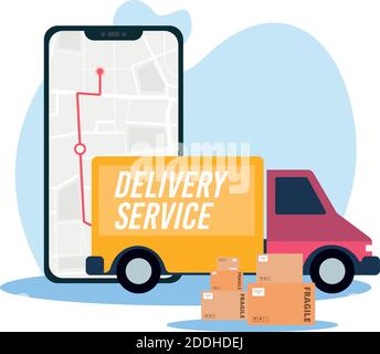 Telefon Tracing und LKW-Lieferung schnell Logo Icon- Vektor Stock Vektor