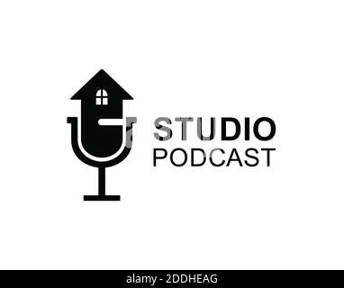 Haus und Podcast Logo Symbol Symbole Designs Stockfoto