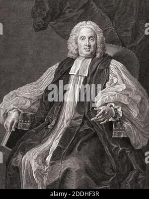 Thomas Herring, 1693 - 1757, Erzbischof von Canterbury. Nach einem Werk von William Hogarth aus dem 18. Jahrhundert. Stockfoto