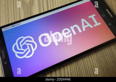 KONSKIE, POLEN - 21. Dezember 2019: OpenAI Corporation Logo auf dem Handy angezeigt Stockfoto