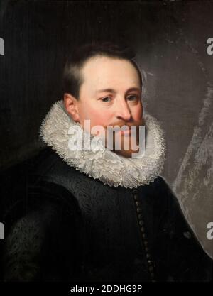 Portrait of A man, 1657 von Jan Anthonisz Van Ravesteyn, Ölgemälde, Barock, Portrait, Männlich, Kragen, Ruff, Textilien, Spitze, Bart Stockfoto