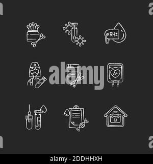 Medizinische Diagnose schwarze Glyphen-Symbole auf weißem Raum gesetzt Stock Vektor