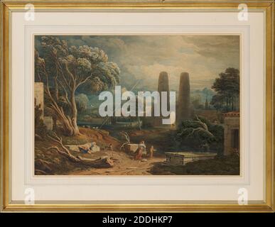 A Thunder Storm, 1817-18 John Varley, Landschaft, Aquarell, Tod, Wetter, Sturm, Blitz Stockfoto