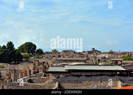 Ruinen der antiken römischen Stadt Pompeji Italien, wurde zerstört und mit Asche nach dem Vesuv Ausbruch im Jahre 79 n. Chr. begraben Stockfoto