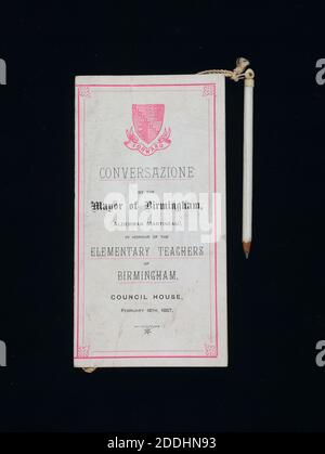 Programm, Conversazione, Council House, Birmingham, 1887 Stockfoto