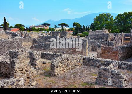 Ruinen der antiken römischen Stadt Pompeji Italien wurde zerstört Und nach dem Ausbruch des Vesuvs 79 n. Chr. mit Asche begraben Stockfoto