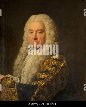 Porträt von Philip Yorke, 1. Earl of Hardwicke, 1750-64 Allan Ramsay, Ölgemälde, männlich, Textilien, Spitze, Kostüm, Perücke, Robe Stockfoto