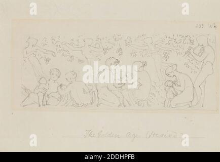 Design for Illustration to the Golden Age, c.1755-1826 Vorderseite: Blatt mit Studien zur Illustration to the Iliad John Flaxman, Zeichnung, Rahmen, Arbeiten auf Papier Stockfoto