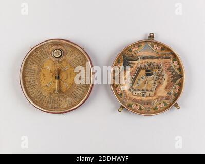 Qibla Indikator, 1700-1825 auch bekannt als Qibla Kompass, Qibla Indikatoren werden verwendet, um die Richtung und Zeit des Gebets von muslimischen Gläubigen zu finden. Nach den zentralen Grundsätzen (oder fünf Säulen) des Islam müssen sie fünf Mal am Tag beten., Angewandte Kunst, Religion, Islam Stockfoto